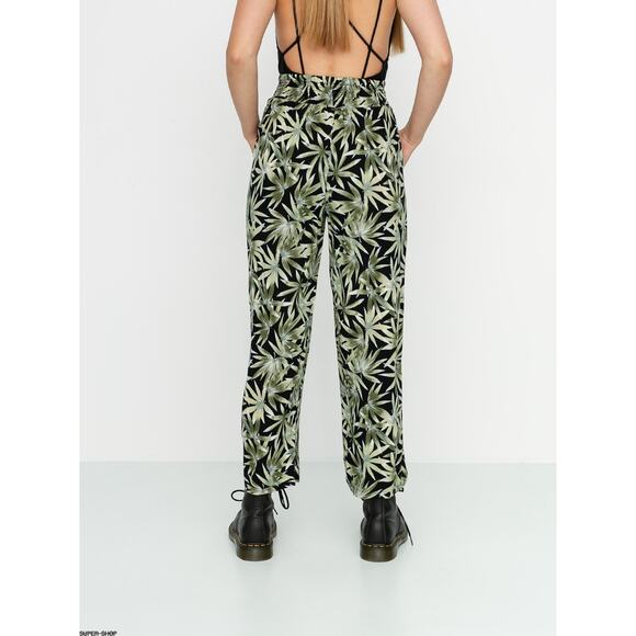 Volcom Womens Coco Pants XS Green Black Leaf Print Belt High Rise Pull On NWOT - Picture 3 of 14